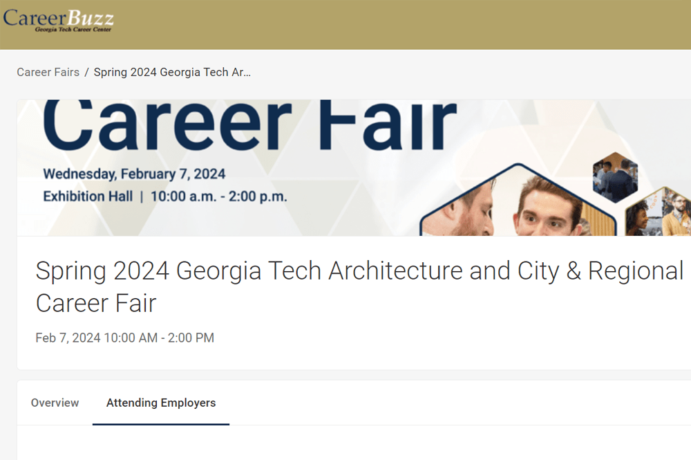 Spring 2024 GT Architecture & City and Regional Planning Career Fair Employers Atending